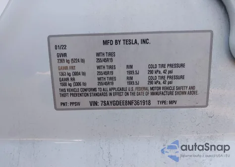 2022 Tesla Model Y Long Range Dual Motor All-Wheel Drive из США, поврежденный, VIN 7SAYGDEE8NF361918